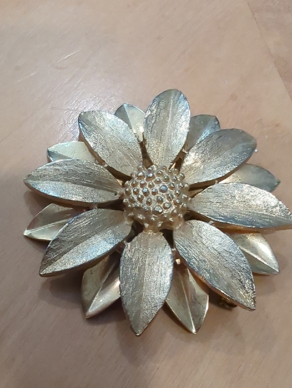 Sarah Coventry "SATIN PETALS" Gold Floral Statement Brooch - Women's Accessory